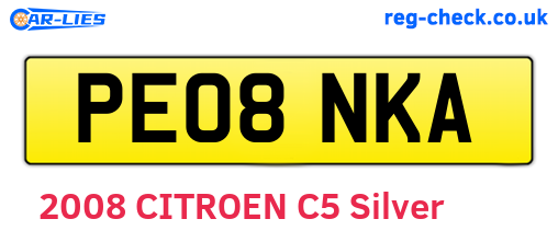 PE08NKA are the vehicle registration plates.