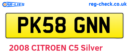 PK58GNN are the vehicle registration plates.