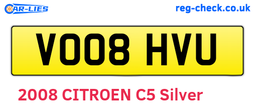 VO08HVU are the vehicle registration plates.