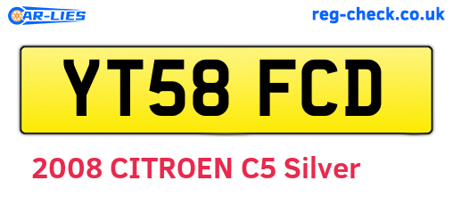YT58FCD are the vehicle registration plates.