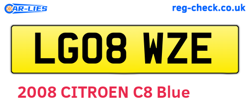 LG08WZE are the vehicle registration plates.