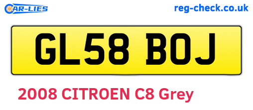 GL58BOJ are the vehicle registration plates.