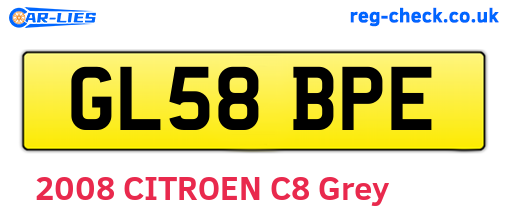 GL58BPE are the vehicle registration plates.