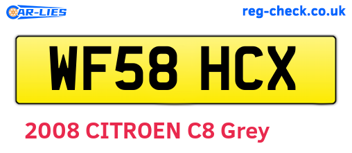 WF58HCX are the vehicle registration plates.