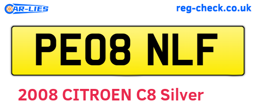 PE08NLF are the vehicle registration plates.
