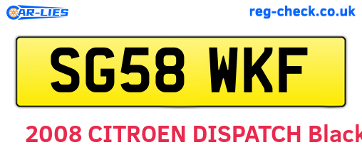 SG58WKF are the vehicle registration plates.