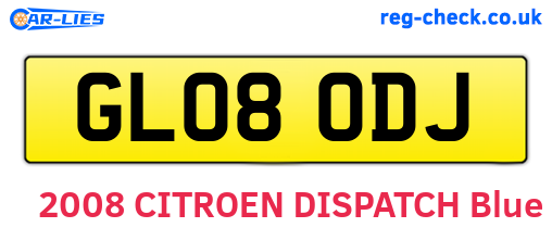 GL08ODJ are the vehicle registration plates.