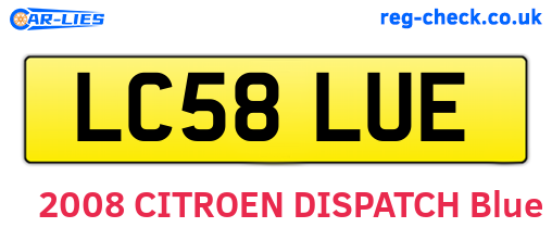 LC58LUE are the vehicle registration plates.