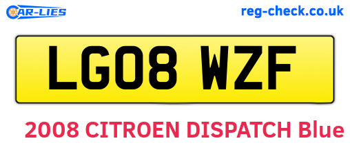 LG08WZF are the vehicle registration plates.