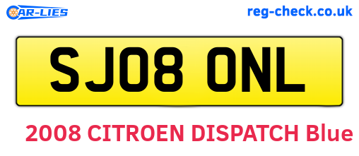 SJ08ONL are the vehicle registration plates.