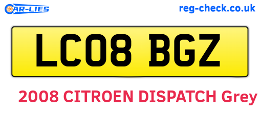 LC08BGZ are the vehicle registration plates.