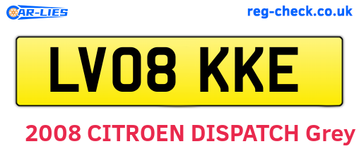 LV08KKE are the vehicle registration plates.