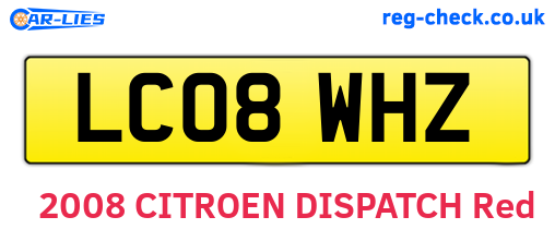 LC08WHZ are the vehicle registration plates.