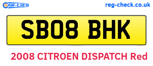 SB08BHK are the vehicle registration plates.