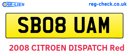 SB08UAM are the vehicle registration plates.