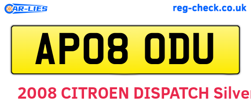 AP08ODU are the vehicle registration plates.