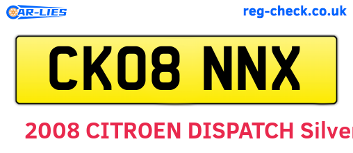 CK08NNX are the vehicle registration plates.