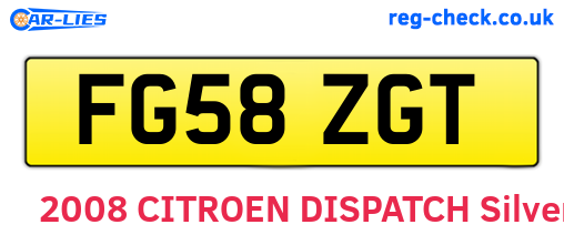 FG58ZGT are the vehicle registration plates.