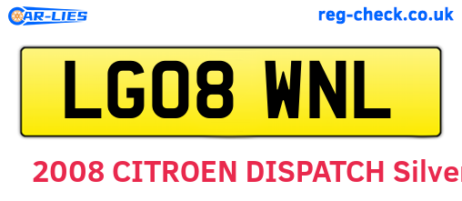 LG08WNL are the vehicle registration plates.