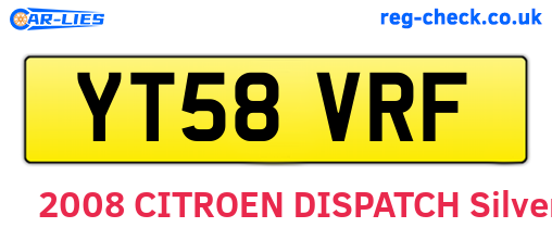 YT58VRF are the vehicle registration plates.