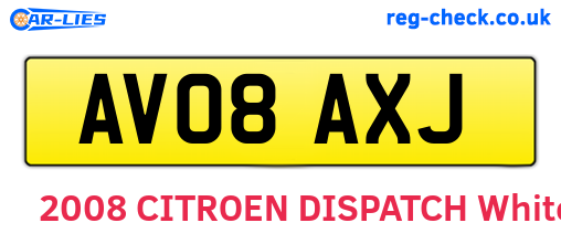 AV08AXJ are the vehicle registration plates.