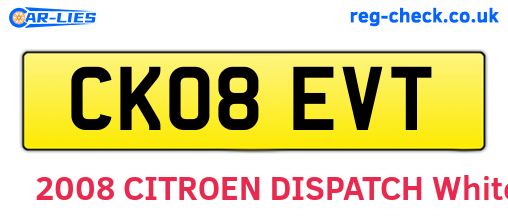 CK08EVT are the vehicle registration plates.