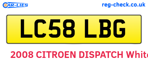 LC58LBG are the vehicle registration plates.