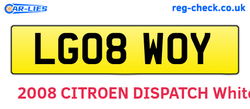 LG08WOY are the vehicle registration plates.