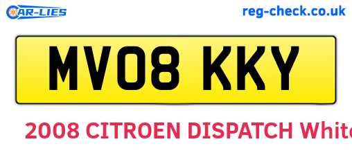 MV08KKY are the vehicle registration plates.