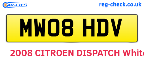 MW08HDV are the vehicle registration plates.