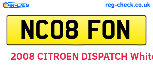 NC08FON are the vehicle registration plates.