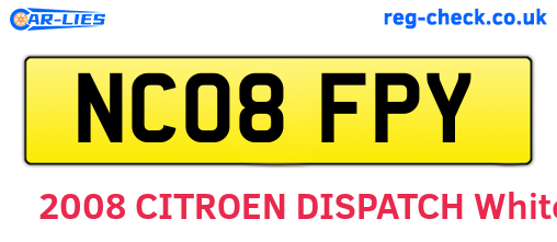 NC08FPY are the vehicle registration plates.