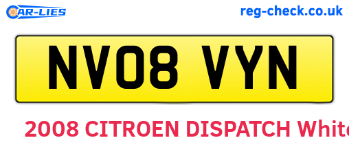 NV08VYN are the vehicle registration plates.