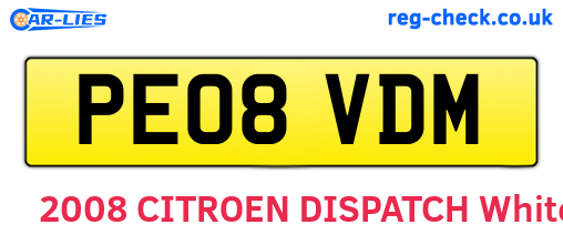 PE08VDM are the vehicle registration plates.