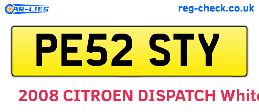 PE52STY are the vehicle registration plates.