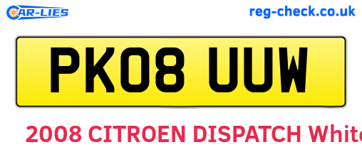 PK08UUW are the vehicle registration plates.