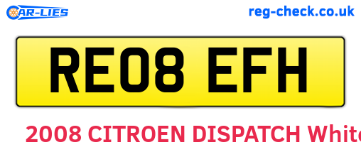 RE08EFH are the vehicle registration plates.
