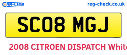 SC08MGJ are the vehicle registration plates.
