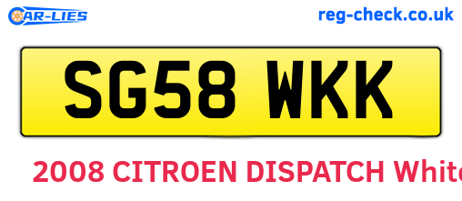 SG58WKK are the vehicle registration plates.