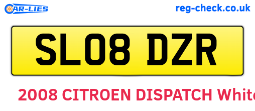 SL08DZR are the vehicle registration plates.