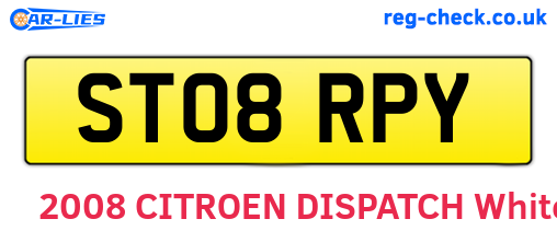 ST08RPY are the vehicle registration plates.