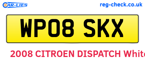 WP08SKX are the vehicle registration plates.