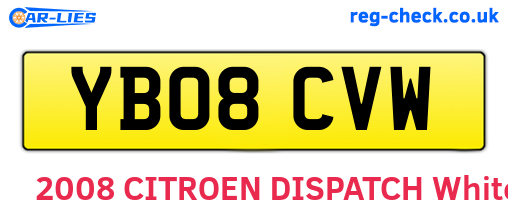 YB08CVW are the vehicle registration plates.
