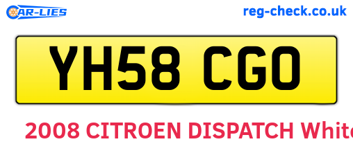 YH58CGO are the vehicle registration plates.