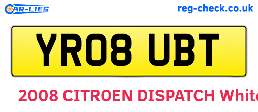 YR08UBT are the vehicle registration plates.