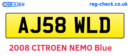AJ58WLD are the vehicle registration plates.
