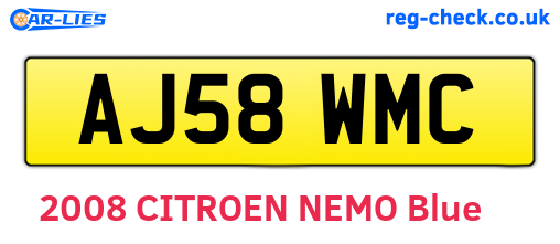 AJ58WMC are the vehicle registration plates.