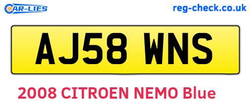 AJ58WNS are the vehicle registration plates.