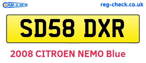 SD58DXR are the vehicle registration plates.