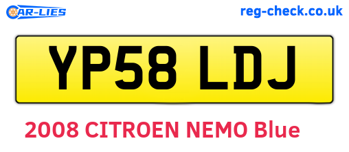YP58LDJ are the vehicle registration plates.